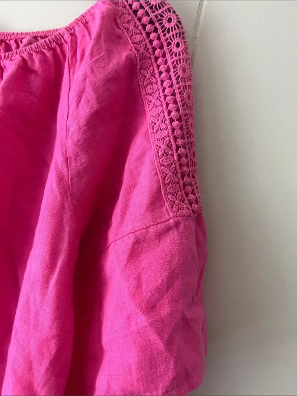Women's Pink Crochet Shoulder Top - Picture 2 of 5